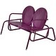 preview thumbnail 3 of 3, 2-Person Outdoor Retro Metal Tulip Double Glider Patio Chair, Purple