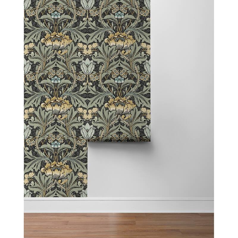 NextWall Acanthus Floral Peel and Stick Wallpaper