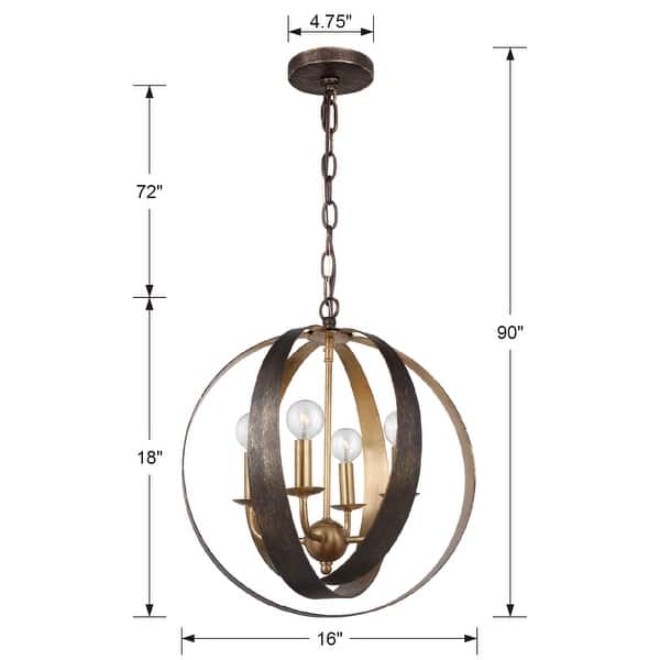 Luna 4 Light Bronze & Gold Sphere Mini Chandelier - 16'' W x 18'' H