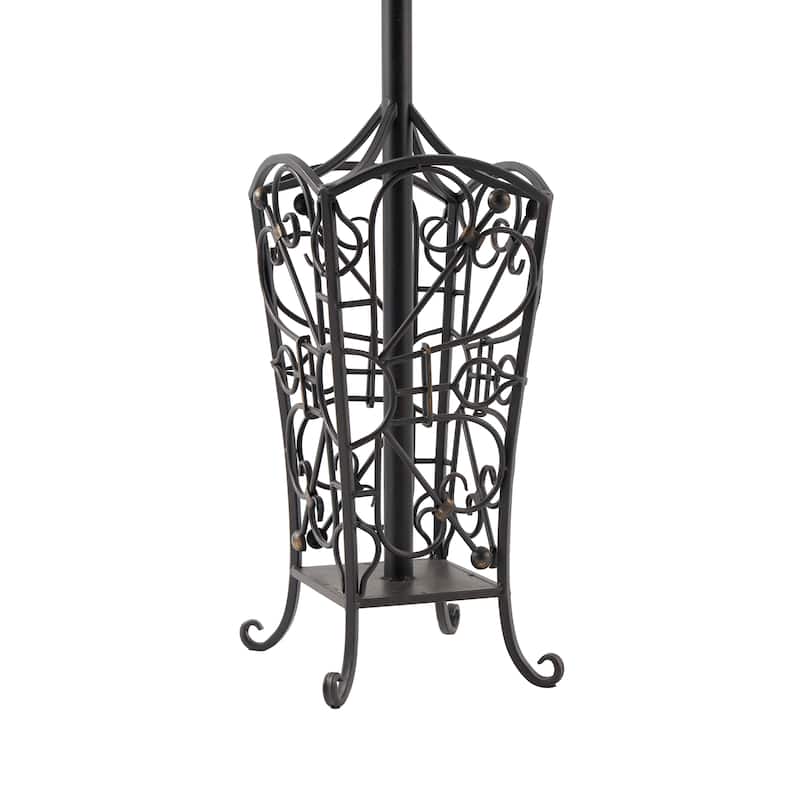 Metal Vintage Style Coat Rack with Scroll Designs - Black - Roche River Decor - 11"Wx11"Lx74"H