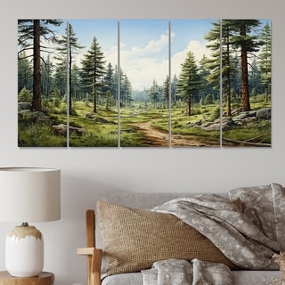 Designart "Pine Tree Whispering Pines II" Tree Pine Multipanel Canvas ...