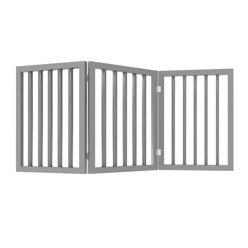 3-Panel Indoor Foldable Dog Gate - 55x24-Inch MDF Freestanding Pet Fence