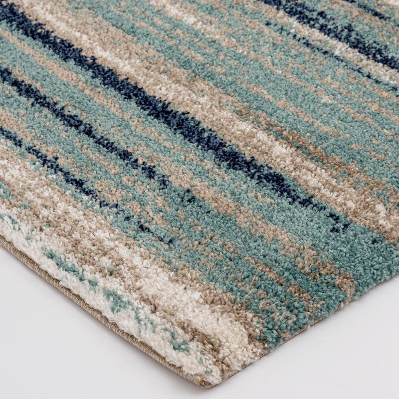 Loomaknoti Toronto Madicyn Blue/Cream Area Rug - 8' x 10' - Aqua/Navy