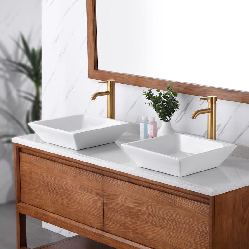 Luxier CS-006 Square Bathroom Ceramic Vessel Sink Art Basin in White