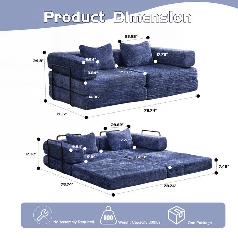 Compression Sofa,Convertible Floor Sofa Bed with Fixed-Shape Frame