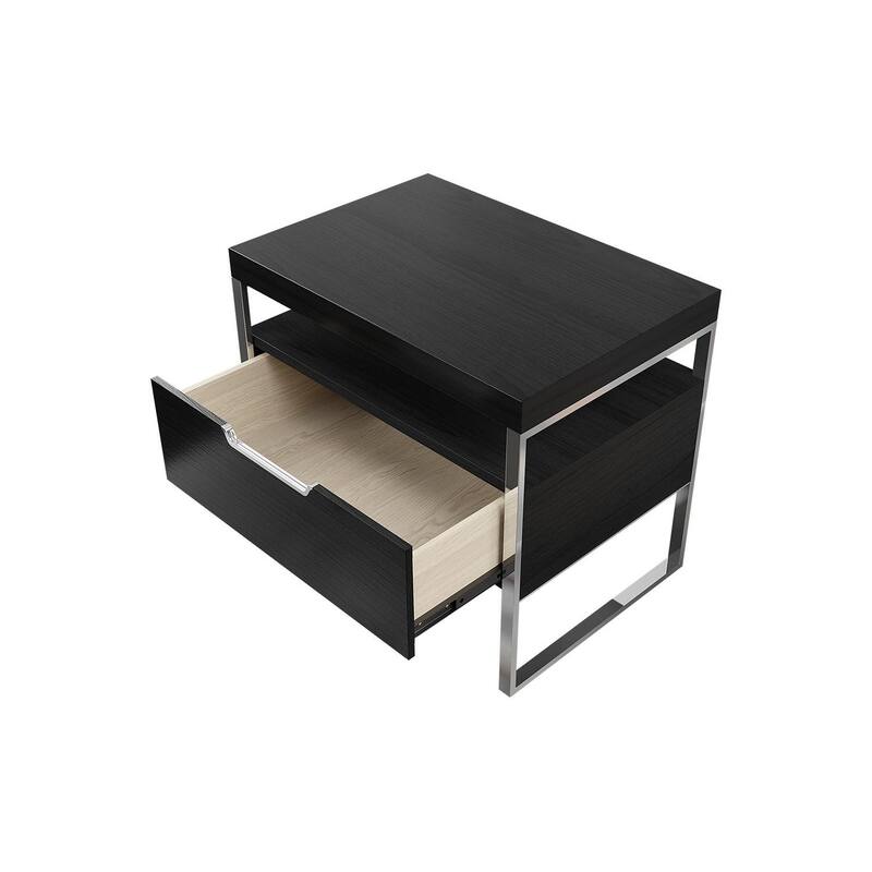 Vant Wooden Night Stand - Black - Silver Leg