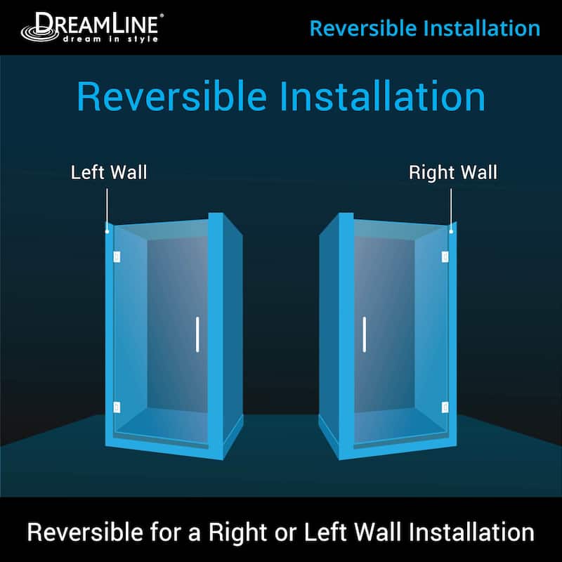 DreamLine Unidoor 28 in. W x 72 in. H Frameless Hinged Shower Door - 28" W