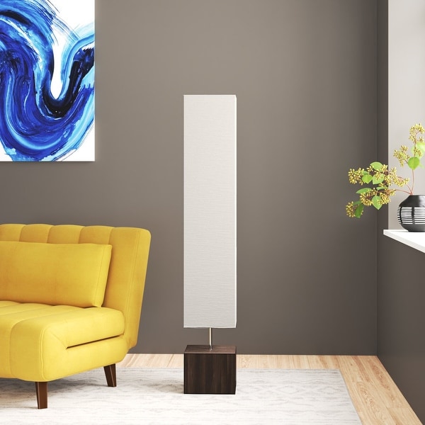 CO Z 2 Light Holmo Rectangular Wood Floor Lamp with Rice Paper Shade Dark Bronze