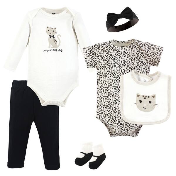 slide 1 of 1, Hudson Baby Infant Girl Cotton Layette Set, Purrfect Leopard 0-3 Months - Purrfect Leopard