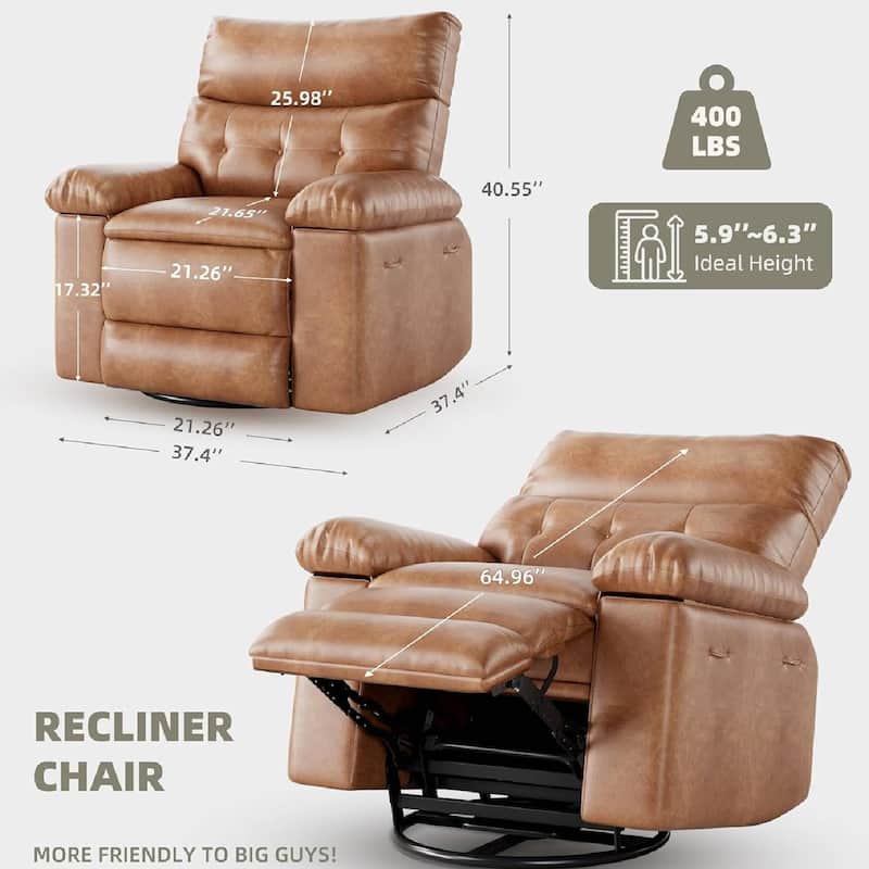 Oversized Wide Manual Recliner Sofa Chair with Foldable Armrests for Living Room Bedroom