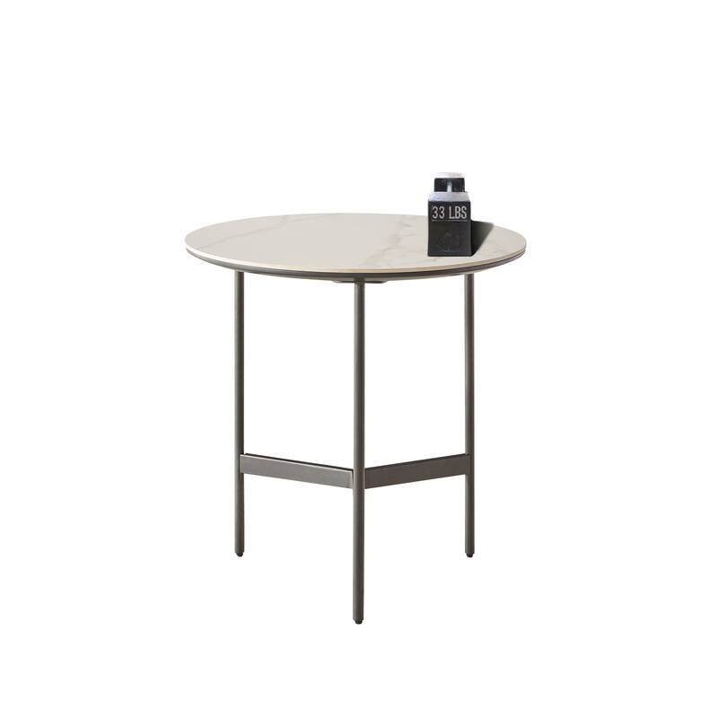 Round Coffee Table, Small Side Tables with Metal Frame and 3 Legs