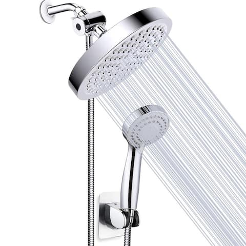 High Pressure Rainfall Shower Head/Handheld Combo, Luxury Modern Chrome Plated with 60'' Hose Anti-leak with Holder