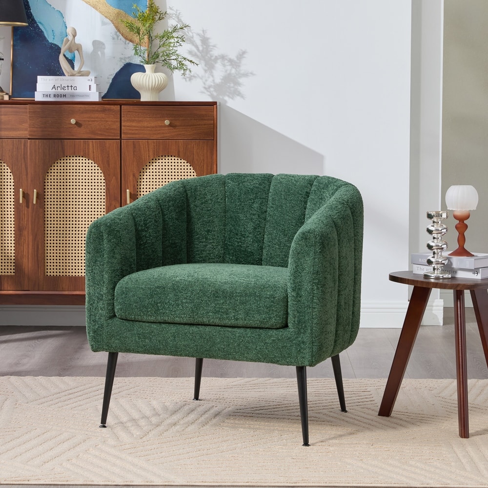 29.9" W Mid-Century Chenille Armchair with Metal Legs