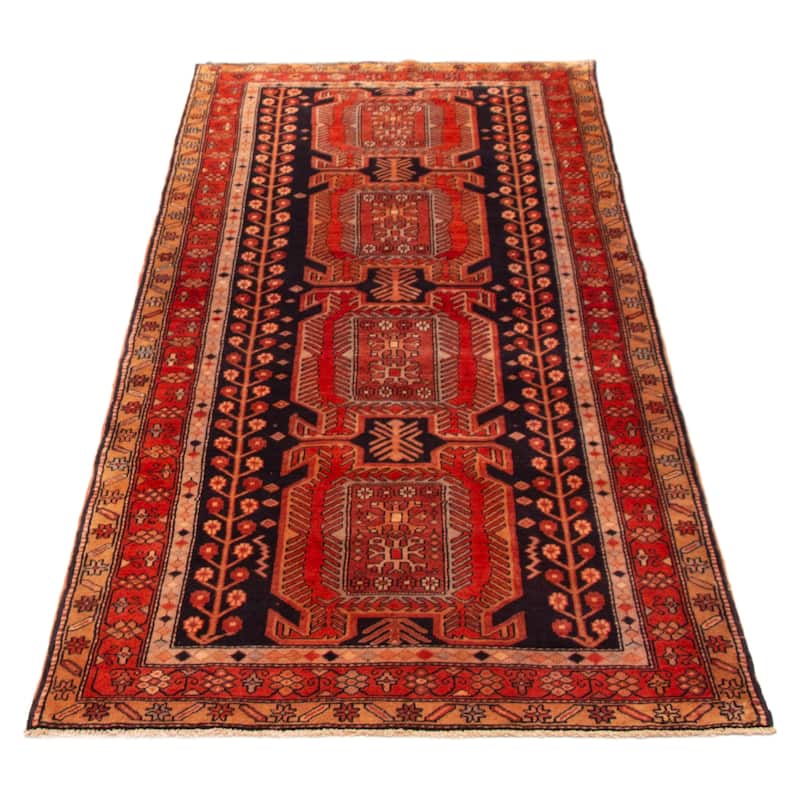 ECARPETGALLERY Hand-knotted Konya Anatolian Dark Navy, Red Wool Rug - 4'5 x 9'10