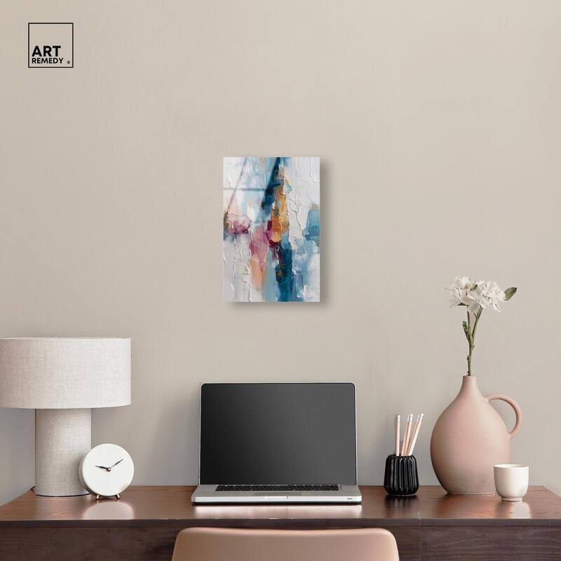 Petal Pink and Ocean Blue II Acrylic by Art Remedy, Ready to Hang