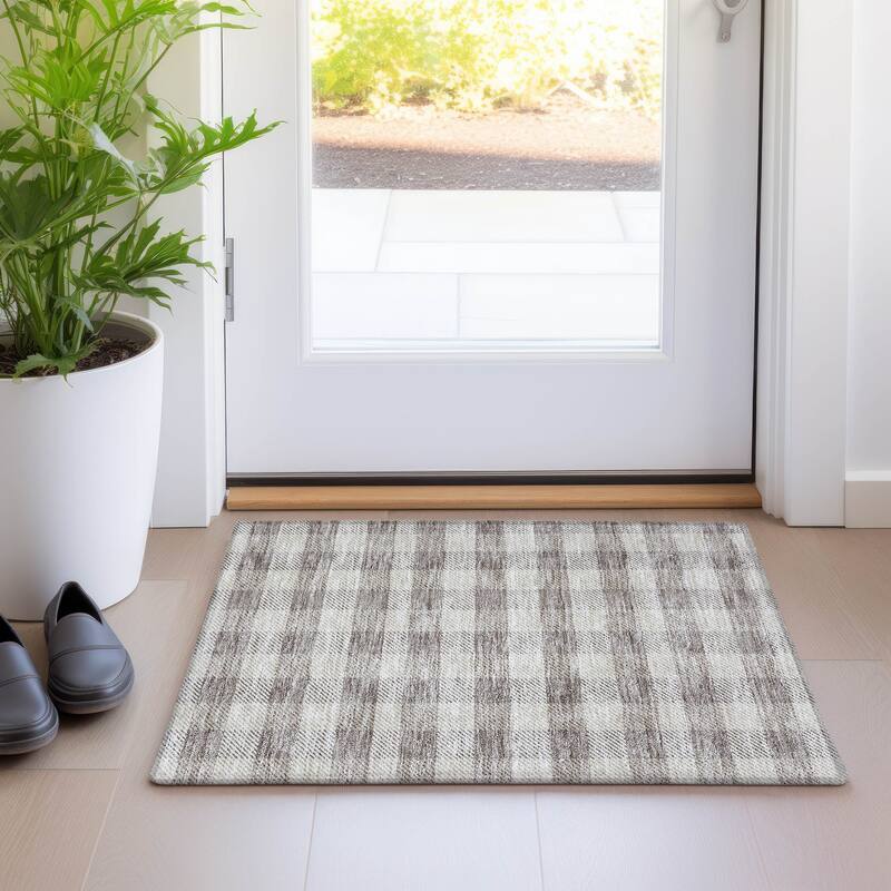 Premium Washable Super Soft Plaid Mayfield Rug - Taupe - 1'8" x 2'6"