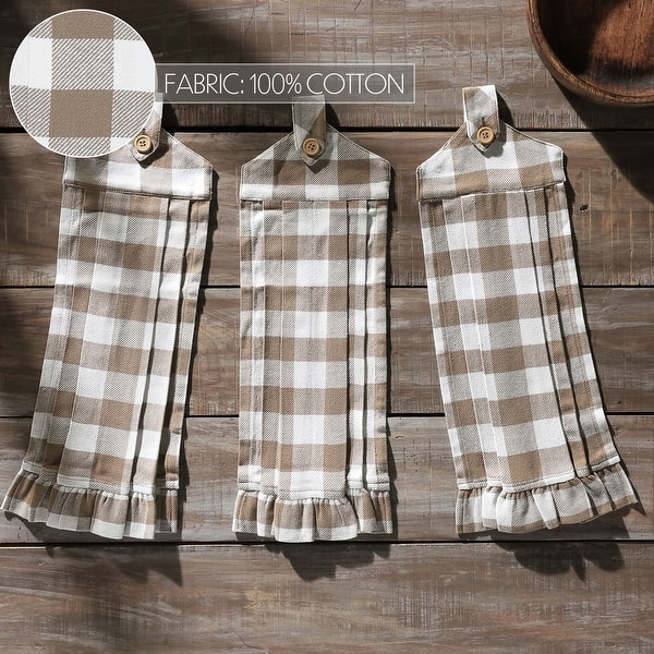 Annie Buffalo Check Black Button Loop Tea Towel Set of 3 - Brown