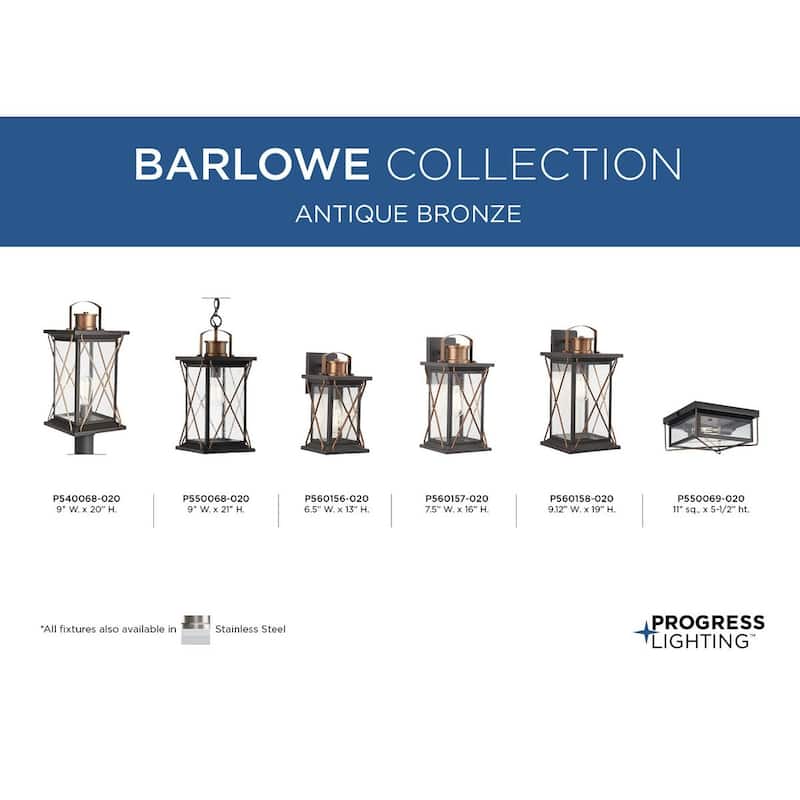 Barlowe Collection Antique Bronze One-Light Hanging Lantern - 21.850" x 12.400" x 12.400"
