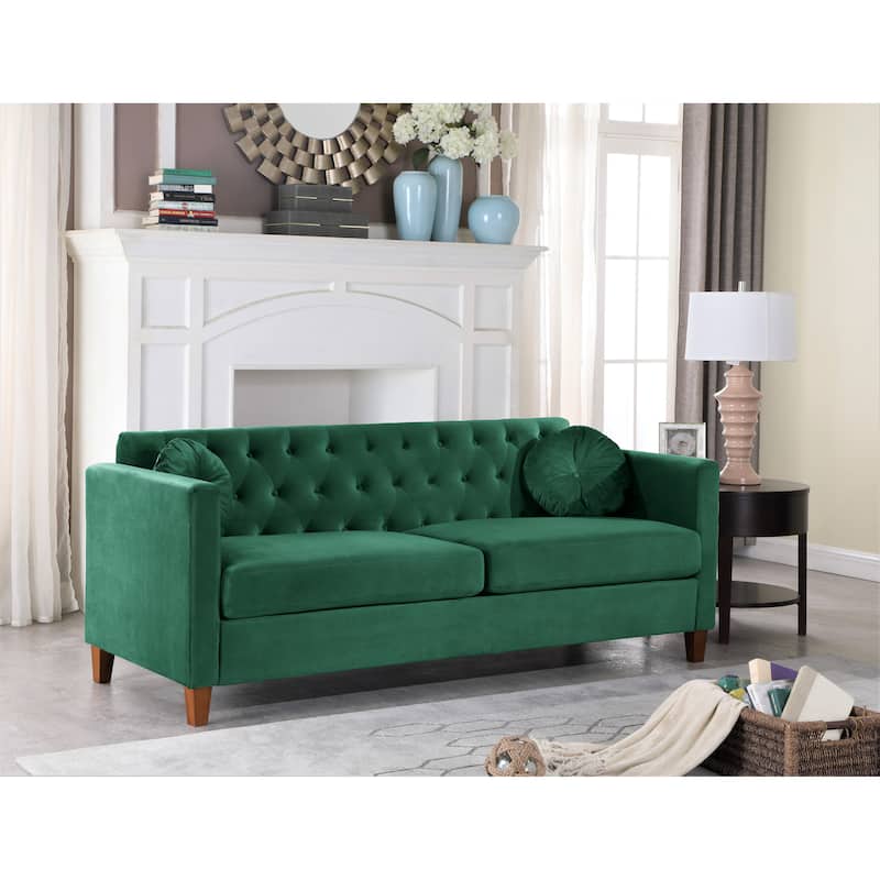 Lory Kitts Classic Velvet Chesterfield Sofa - Green