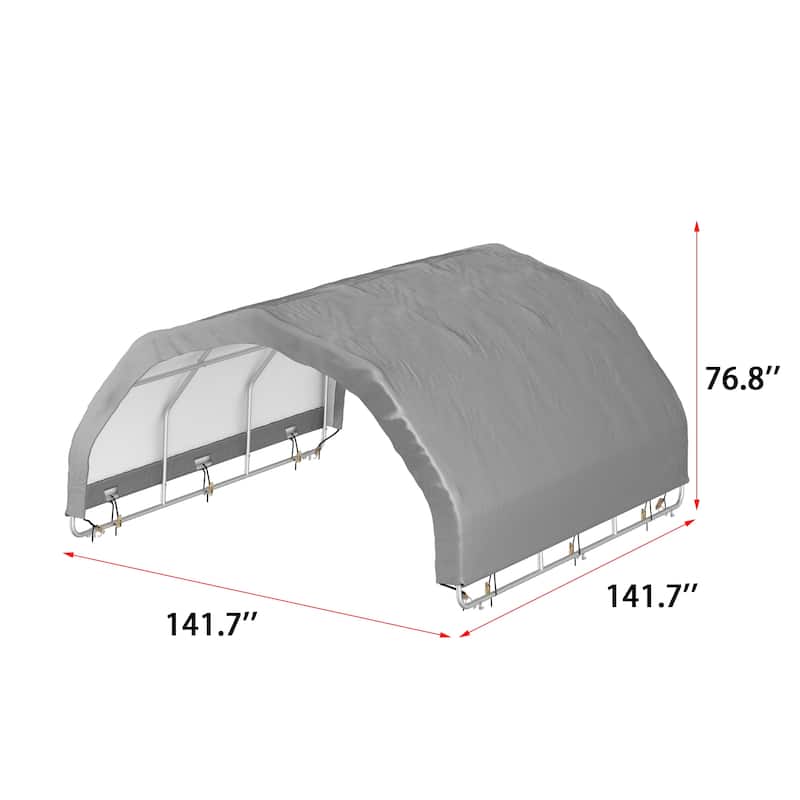 Silver-Gray Steel-Framed Outdoor Tool Sheds Canopy, Waterproof, Resists Tear, UV & Corrosion