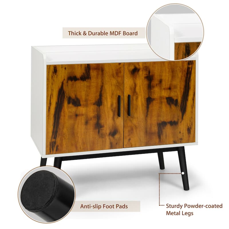 Gymax Sideboard Buffet Storage Cabinet w/2 Door Metal Legs Accent - 32'' x 15'' x 29'' (L x W x H)