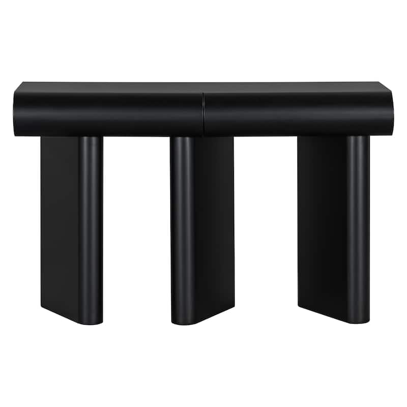 Roomfitters 47.6" Modern Entryway Table, Narrow Console with Curved Drawers and Geometric Legs, Hallway Sofa Accent Table
