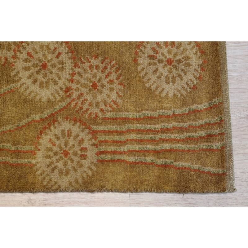 Brown Handmade Wool Transitional Rug 10' x 14' - Hand Knotted Natural Dyes Soft Pile Cotton Foundation - N/A
