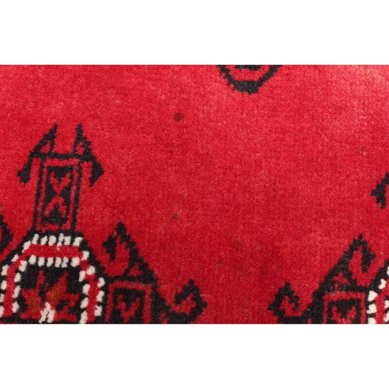 ECARPETGALLERY Hand-knotted Baluch Red Wool Rug - 3'4 x 4'4
