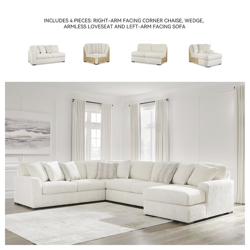 Signature Design by Ashley Chessington Ivory 4-Piece Sectional with Chaise - 152"W x 106"D x 40"H