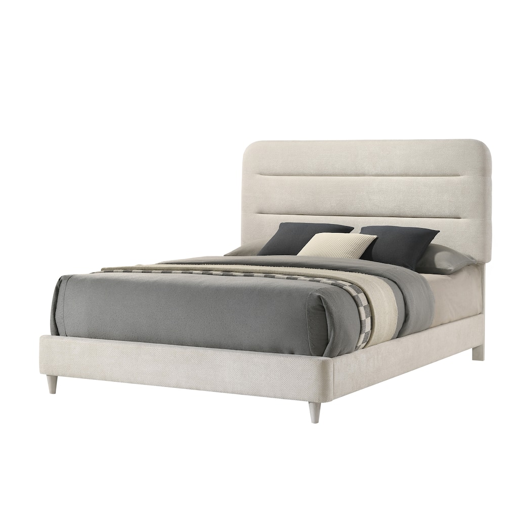 Queen Size Upholstered Panel Bed in Antique White