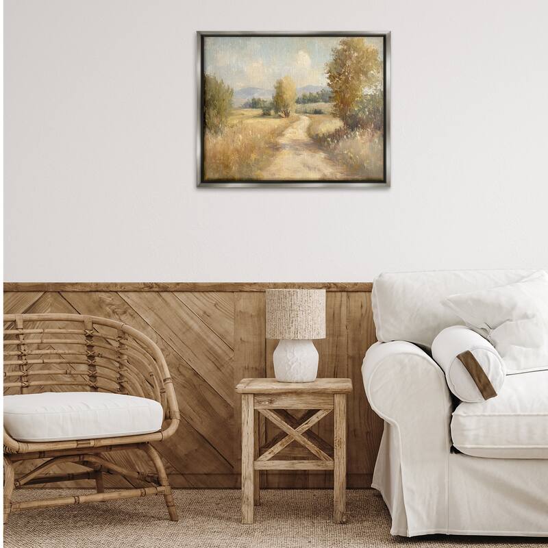Stupell Gravel Road Landscape Framed Floater Canvas Wall Art Design By Petal Prints Design