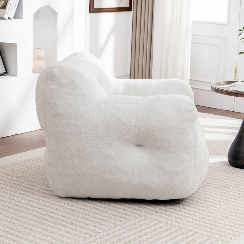 GDFStudio - Teddy Fabric 37" Deep Seat Bean Bag Chair with Armrests