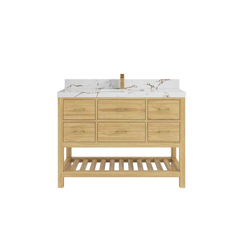 Willow Collections 48 in. W x 22 in. D Parker Solid Teak Single Sink Bathroom Vanity with Countertop