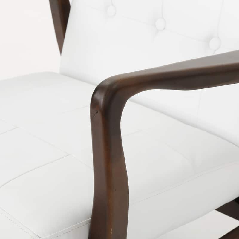White 28" Button Tufted Club Chair