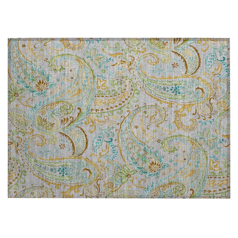 Machine Washable Indoor/ Outdoor Paisley Chantille Rug