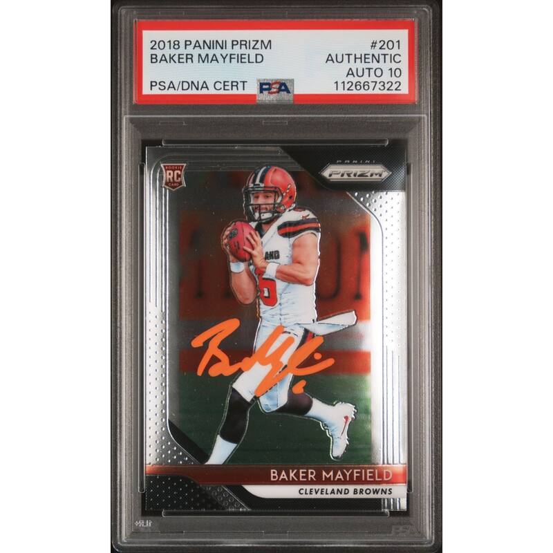 Baker Mayfield 2018 Panini Prizm Signed Rookie Card #201 Auto PSA 10 112667322 - 8' x 11'