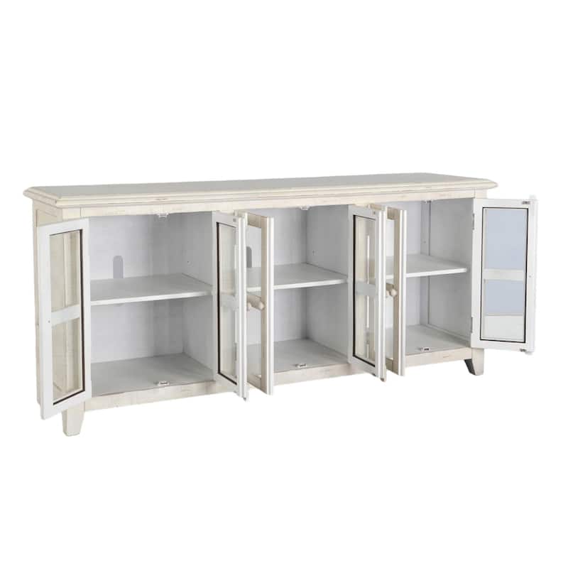Rena TV Media Entertainment Console with Shelves, 70 Inch Rustic White