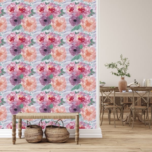 Large Flowers Wallpaper Peel and Stick and Prepasted - Bed Bath ...