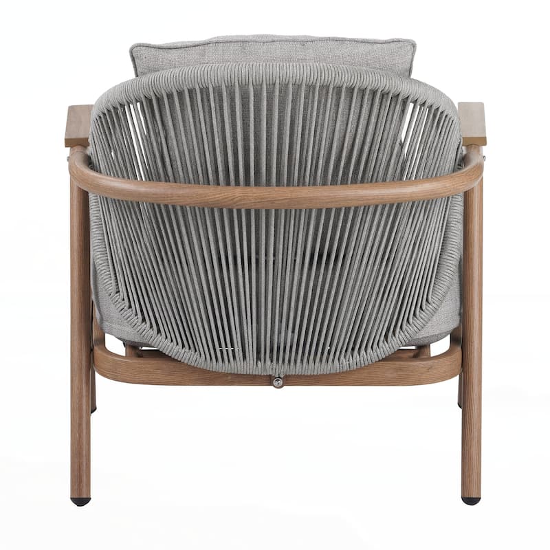 Set of 2 Outdoor Rope Club Chair, Teak Finished