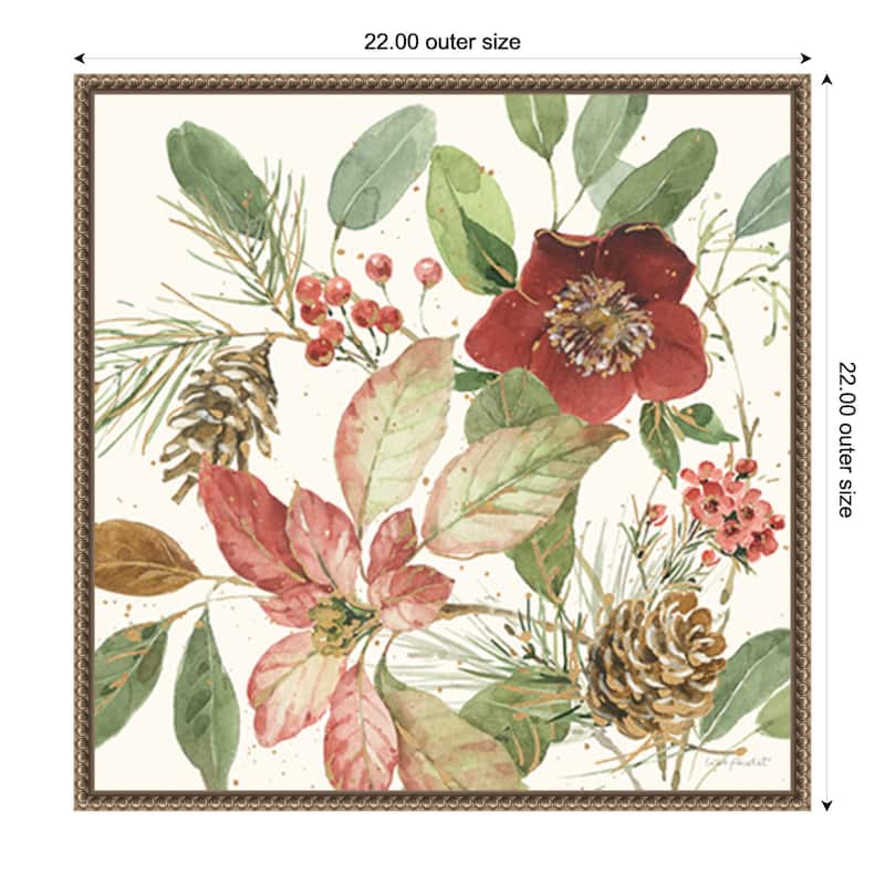 Winter Blooms II by Lisa Audit Framed Canvas Wall Art Print - 22 x 22 in