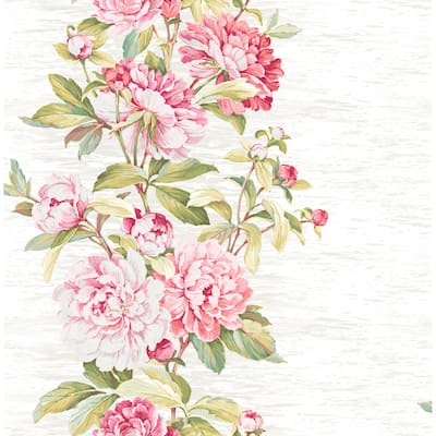 Seabrook Designs Fiona Floral Stripe Unpasted Wallpaper