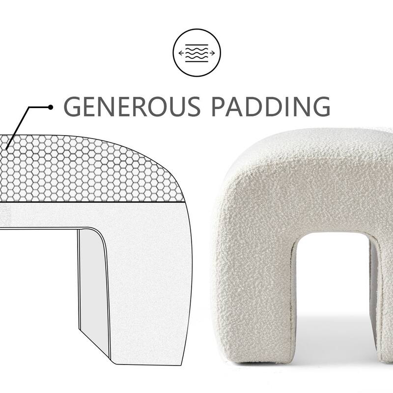 18'' Height Cute Boucle Upholstered Rectangle Ottomans (Set of 2)