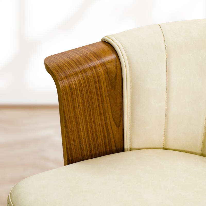 Art Leon Wood and Faux Leather Counter Height Barstool, Set of 2