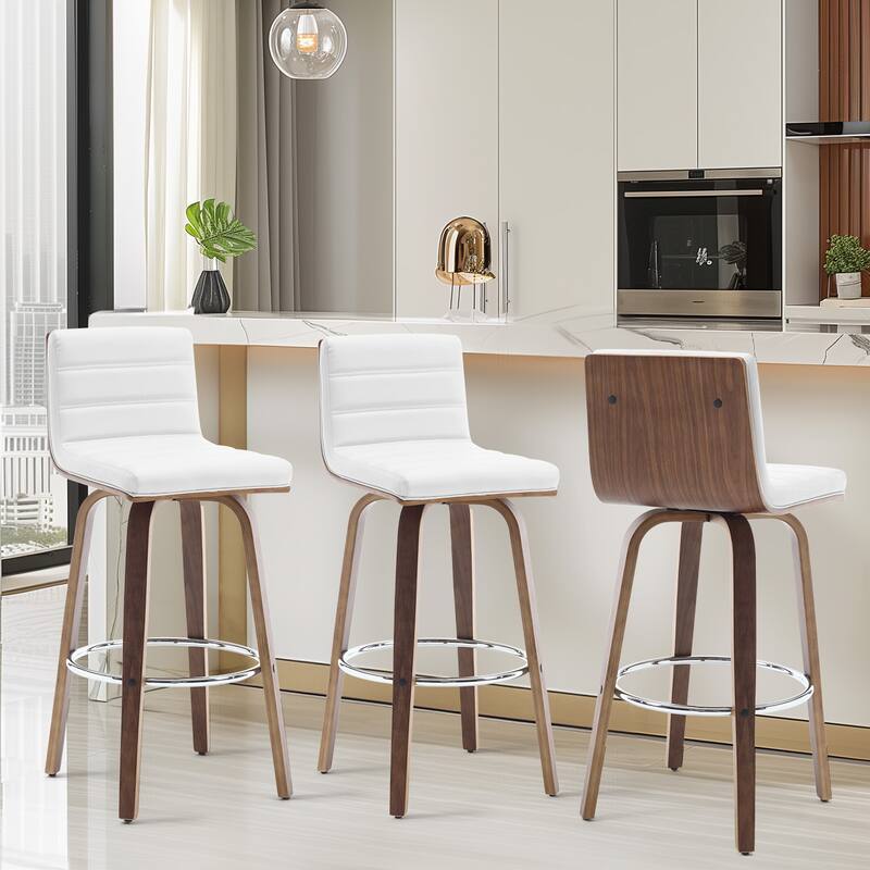 Faux Leather Upholstered Swivel Bar Stools, Counter Stool