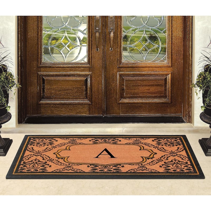 A1HC Uriel Bleached Coir Anti-shred Monogrammed Doormat, 30" X 60"