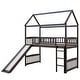 preview thumbnail 8 of 7, Twin Size Loft Bed with Slide, House-shaped Bed with Ladder, Pine Wooden Bed with Guardrails for Bedroom, Brown