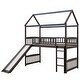 preview thumbnail 17 of 25, Wooden Twin Size House-shaped Loft Bed with Slide, Ladder and Guardrails