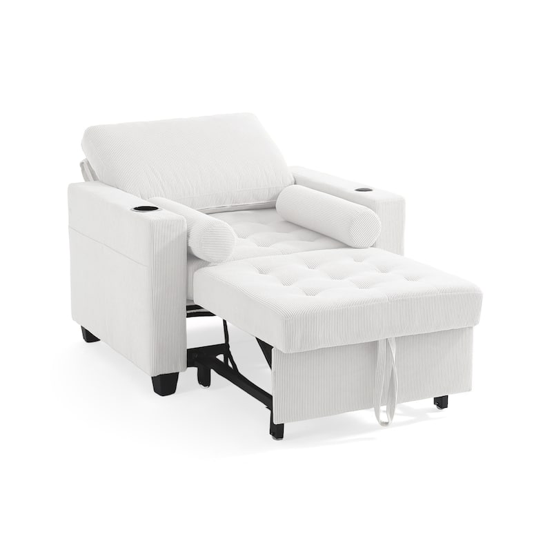 2 Set Convertible Adjustable Lounge 3-in-1 Pull-Out Sleeper Chair Bed