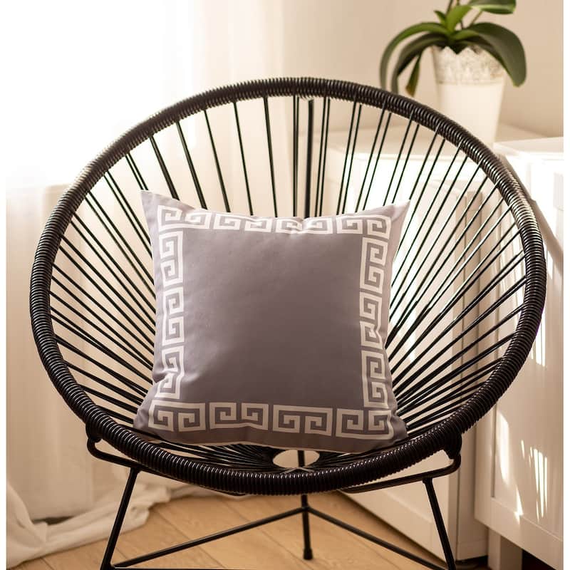 Porch & Den Schmidlin Greek Key Printed Throw Pillow Cover - 20" x 20" - Grey