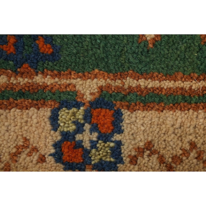 Hand Knotted Oriental 100% Wool Carpet Traditional Geometric Green Kazak Runner Rug - 7' 11'' X 2' 6''